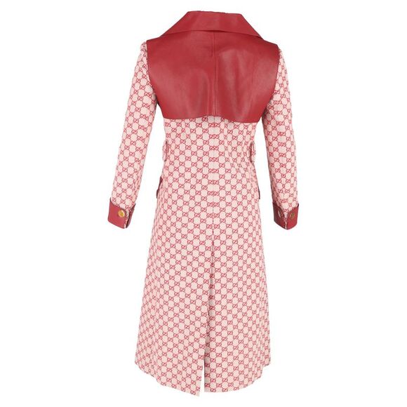 Gucci GG Trench Coat with Leather Detail in Red Canvas - Picture 3 of 3
